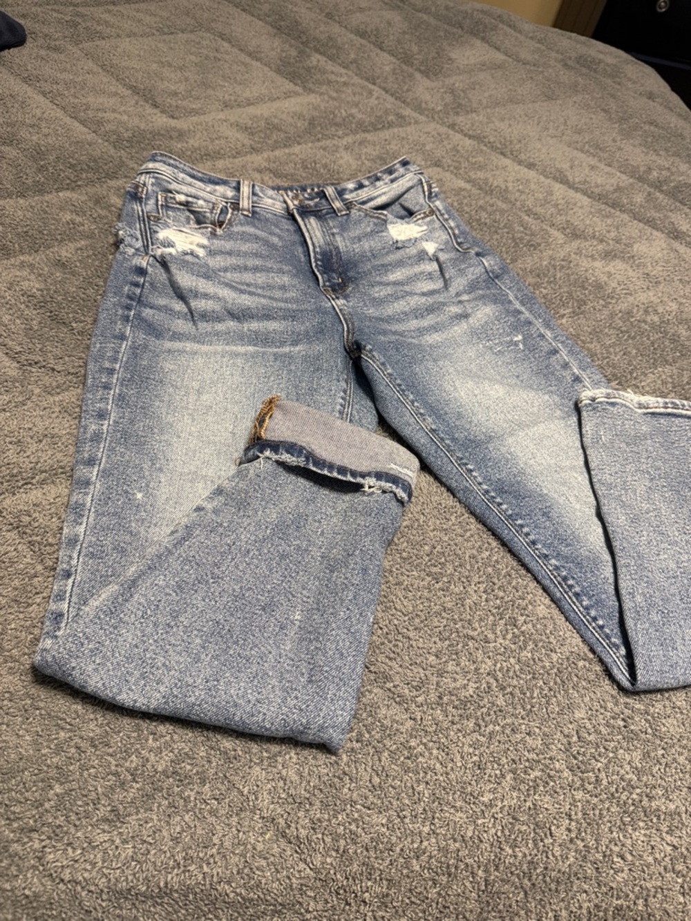 Light Wash Distressed High-Rise Jeans